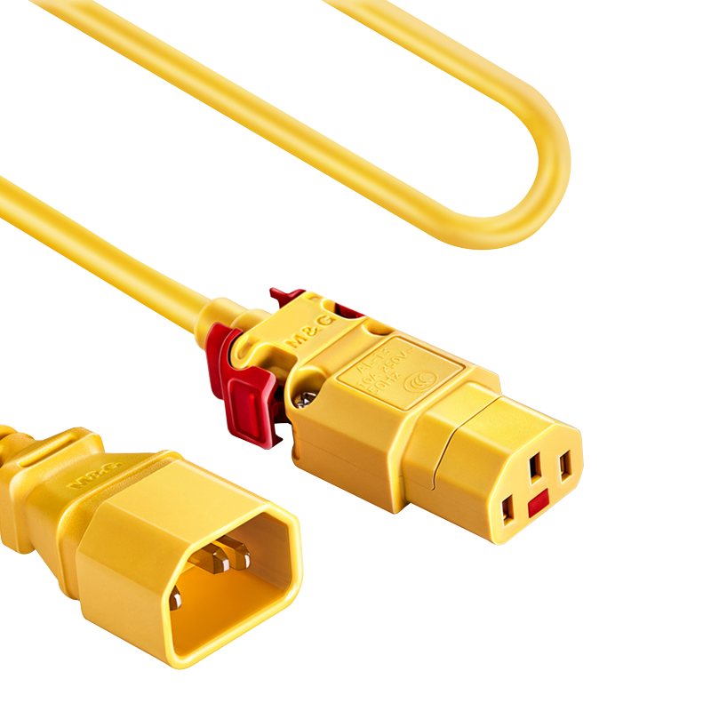 突破PDU電源線C13轉(zhuǎn)C14服務器電源線防脫扣電源延長線UPS電源線黃色